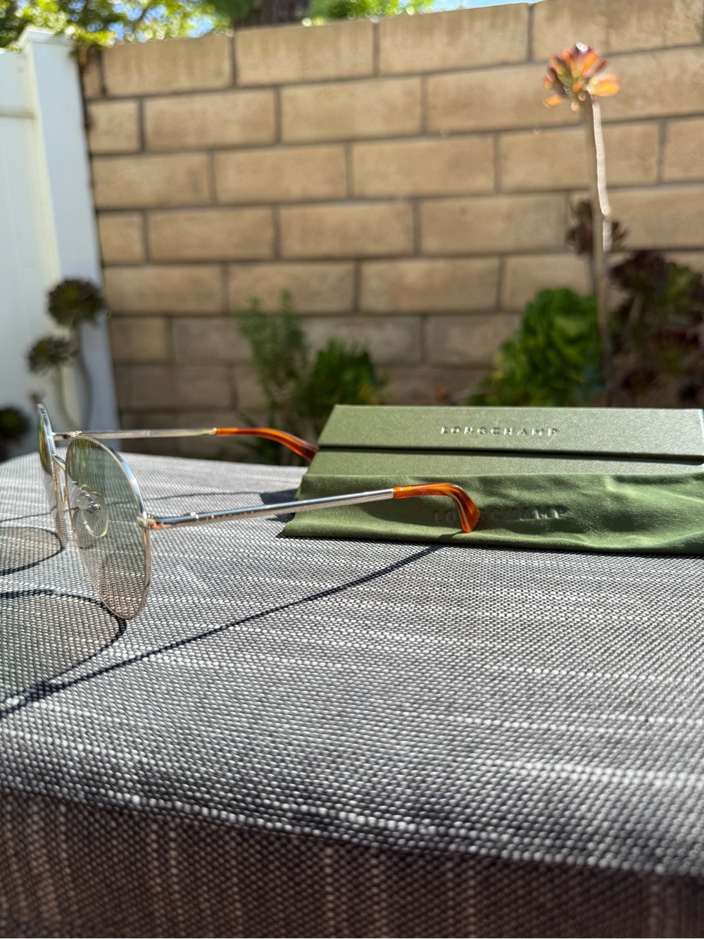 Longchamp Silver Round Sunglasses with Tortoiseshell Temples - Picture 3 of 5